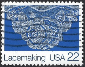 United States #2352 22¢ Folk Art - Lacemaking (1987). Used.