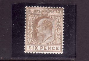 Bahamas-Scott#47-Unused hinged 6p bister brn KEVII-1911-