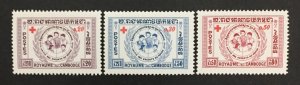 Cambodia 1959 #b8-10, Red Cross, MH.