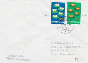 Denmark 1977 Haderslev Cancel Waterlily Flowers Stamps Cover Ref 45697