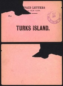 Turks and Caicos 1920s Unpaid Letters Label from New York