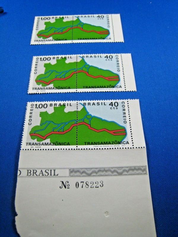 BRAZIL  -  SCOTT #1190a  - LOT OF 3 PAIRS    MNH     (gg)