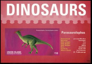 Union Island 2014 - Dinosaurs - IMPERF Souvenir Stamp Sheet - MNH