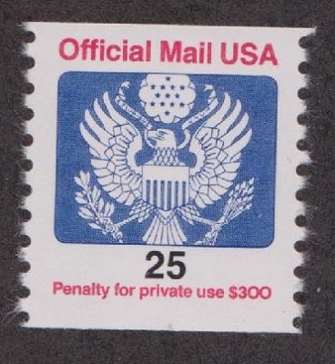 O141 25c Official Mail MNH coil Single