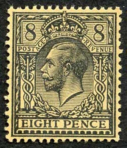 SG391 8d Black-yellow granite paper only a tiny bit of wmk R/C showing (no gum)