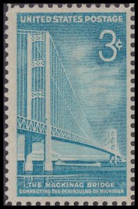 US 1109 Mackinac Bridge 3c single MNH 1958