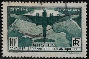 France #C17 Used Stamp - Airplane and Globe