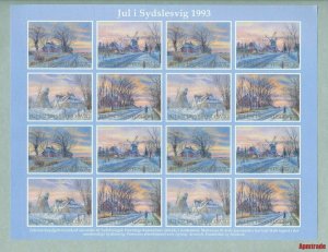 Denmark. Southslesvig Christmas Sheet 1993 Mnh. Windmill