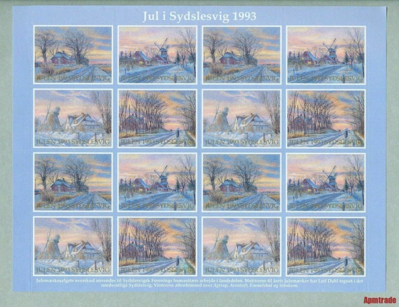 Denmark. Southslesvig Christmas Sheet 1993 Mnh. Windmill