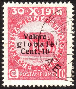 1919, Fiume 10c, Used, Sc 74