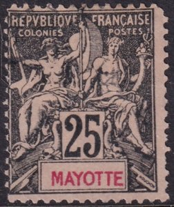 Mayotte 1892 Sc 10 used light cancel