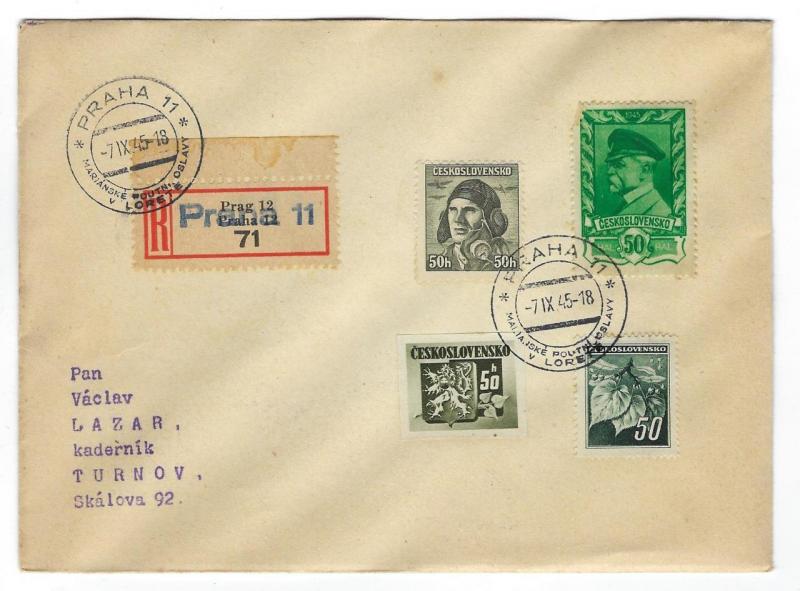 1945 Post War Czechoslovakia Registered Cover - (ZZ91)