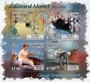 SOLOMON IS.- 2013 - Edouard Manet - Perf 4v Sheet - Mint Never Hinged