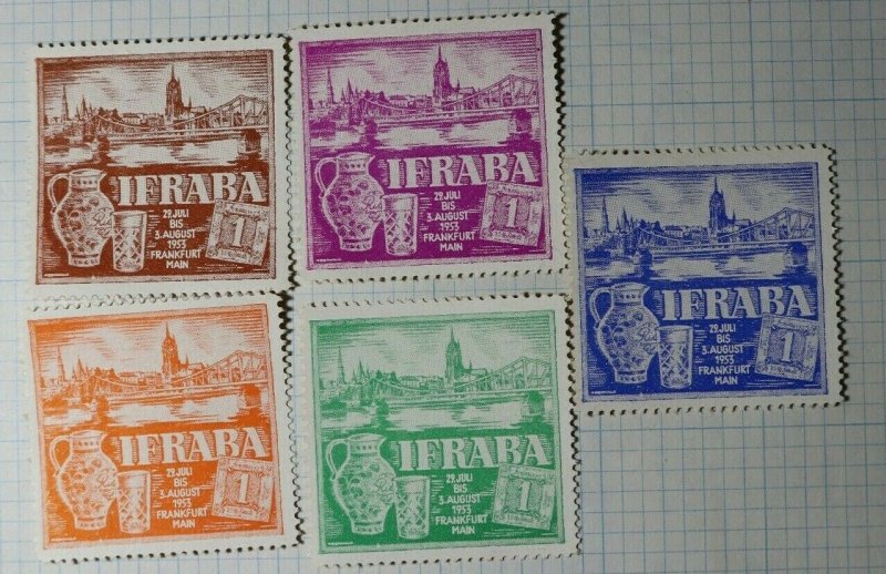 IFRABA Exhibition Frankfurt Germany 1953 Philatelic Souvenir Ad Label