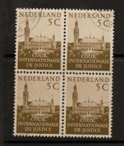 NETHERLANDS SGJ23 1951 5c BROWN BLOCK OF 4 FINE USED