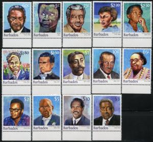 BARBADOS 2016 FAMOUS PERSONALITIES  SET OF FOURTEEN MINT NH