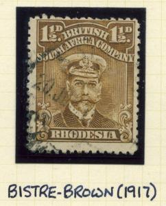 RHODESIA;   1917-22 early GV Admiral Perf 14, fine used 1.5d. value shade
