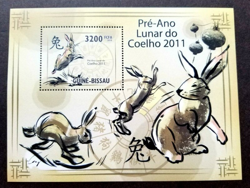 *FREE SHIP Guinea Bissau Year Of The Rabbit 2011 Chinese Lunar Zodiac (ms) MNH