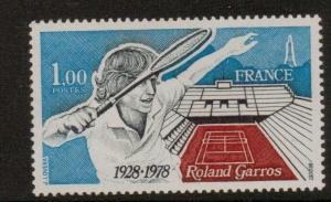 FRANCE SG2274 1978 50th ANNIV OF ROLAND GAROS TENNIS STADIUM MNH