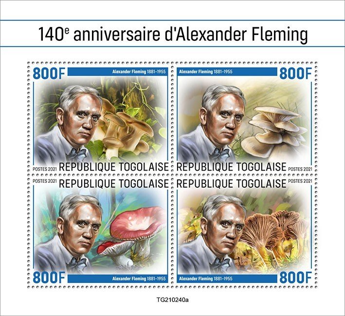 TOGO - 2021 - Alexander Fleming - Perf 4v Sheet - Mint Never Hinged