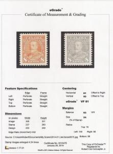 Canada #222 8 cent King George 5, Mint OG NH EGRADED VF 81