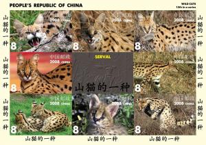 CHINA SHEET IMPERF CINDERELLA WILDLIFE WILDCATS