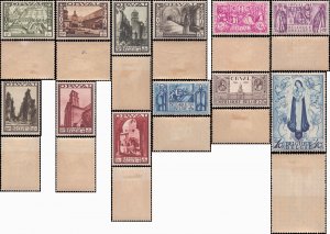 Belgium #B132-B143, Complete Set(12), 1933, Hinged, 10fr is Toned