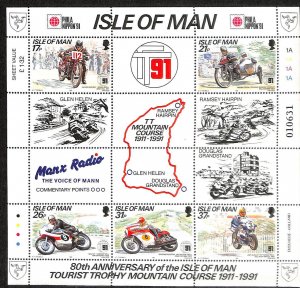 Isle of Man, Postage Stamp, #476a Mint NH, 1991 Motorcycle Racing