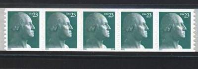 2002 Washington Sc 3617  MINT 23c  plate no. V46  strip *