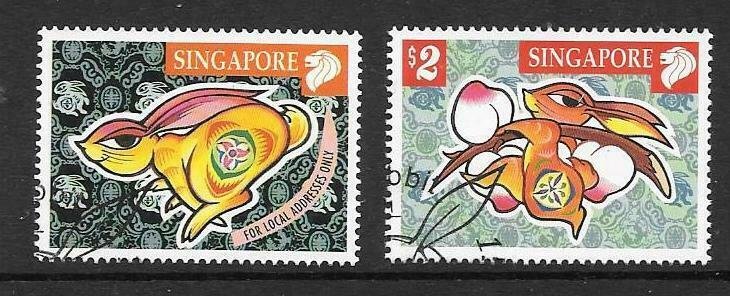 SINGAPORE SG978/9 1999 YEAR OF THE RABBIT FINE USED