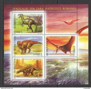 2005 Romania Fauna Dinosaurs Michel 10 Euro Bl350 ** Rm150