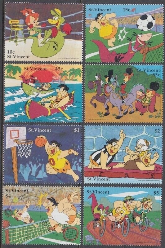 ST VINCENT #1465-72 THE FLINTSTONES ICONIC TV SHOW - CELEBRATED ON STAMPS