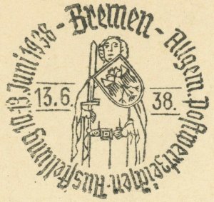 Germany Bremen 1938 Philatelic Exhibition Special Postmark Card