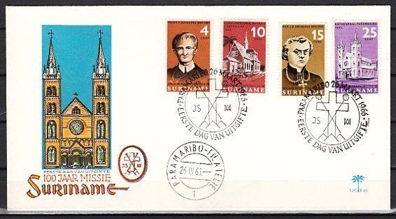 Suriname, Scott cat. 333-336. Mission Centenary issue. First day cover.  *
