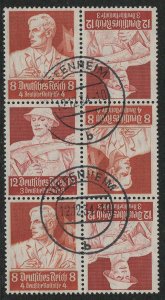 Germany Scott # B63 (3), B64 (3), used, tete beche, Mi # 3x K24 or S228 + S230