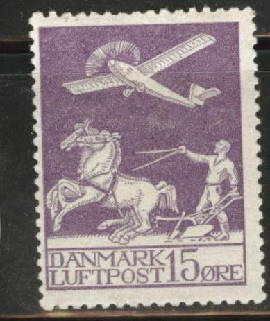 DENMARK  Scott C2 MH* 1926 Airmail stamps CV$47.50 thin