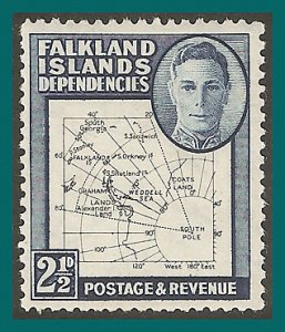 Falkland Dependencies 1949 Map, 2.5d mint  #1L13,SGG11a