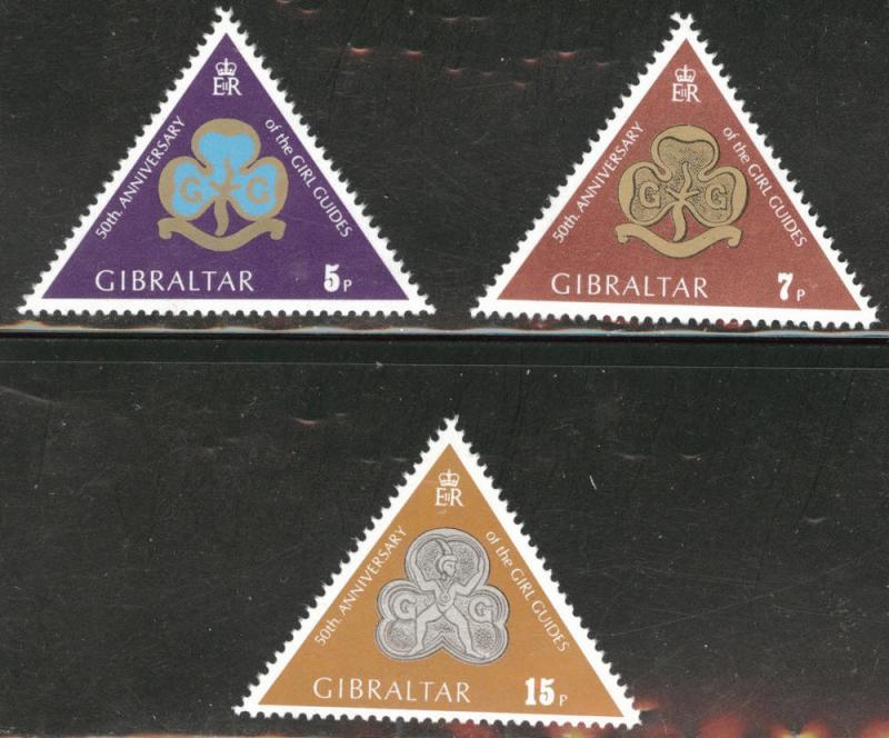 Gibraltar Scott 322-324 MNH** Girl Guide triangle stamp set