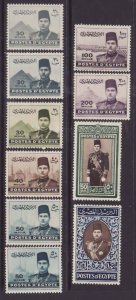 Egypt-Sc#234,234a-240- id9-unused og NH set-King Farouk-1939-46-extra #236 no ch