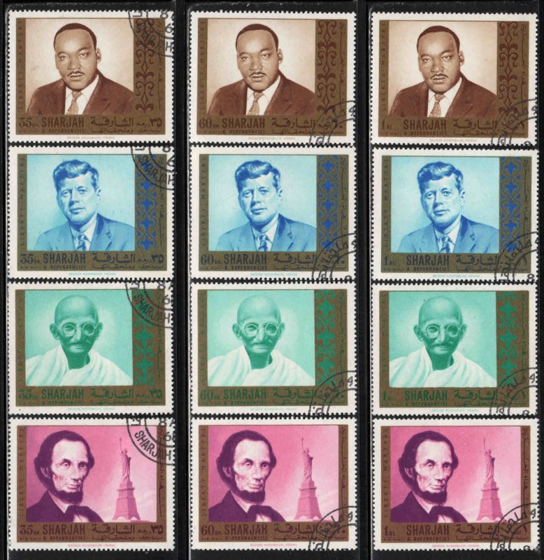 Sharjah & Dep. ~ Cplt Set of 12 ~ Liberty Martyrs ~ CTO, MX (1968)