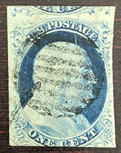 US Stamps - SC# 9 - Used - 9x13mm Grill -  SCV $100.00