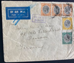 1933 Dar Es Salam Tanganyika Airmail Cover To Hannover  Germany Via Air Brindisi