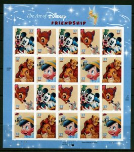 UNITED STATES  SCOTT # 3865/68 THE ART OF DISNEY FRIENDSHIP SHEET MINT NH