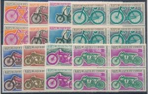 Congo (Brazzaville) stamp Motorcycles set in blocks of 4 MNH 1969 WS114984