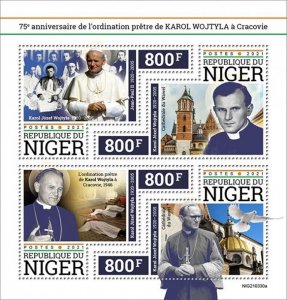 Niger - 2021 Karol Wojtyla Anniversary - 4 Stamp Sheet - NIG210330a 