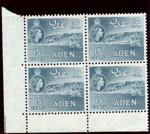 Aden 1962 QEII 15c greenish slate block of four superb MNH. SG 53b.