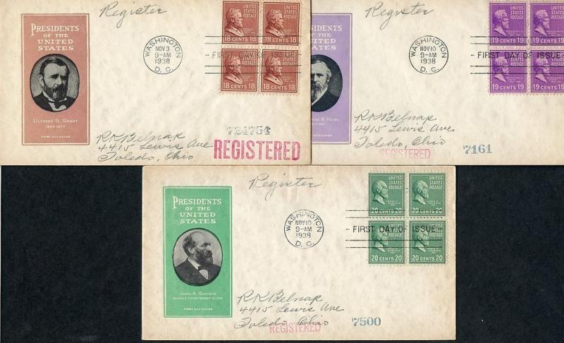 US SC# 803-31 PLANTY 803-31-1 PRESIDENTIAL 1/2C-50C IOOR SET OF 29 FDC'S B