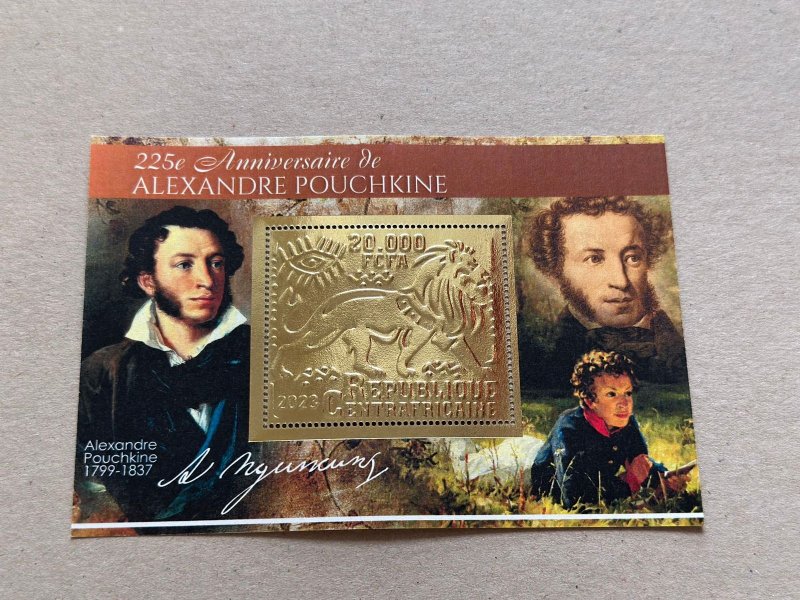 Writers Pushkin 2023 year 6 blocks Foil. Gold perforated  NEW MNH**