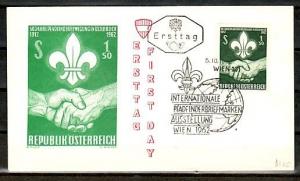 Austria, Scott cat. 684. 50th Anniversary of Scouting issue. First day cover.