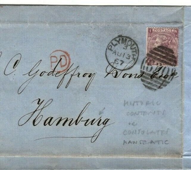 GB Cover Historic Contents Re CONSULATES Hamburg Hanseatic EL Letter 1867 EP63 